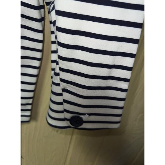 Denim & Co. Blazer Jacket Womens X-Large Navy Stripe French Terry Nautical QVC - Picture 6 of 9